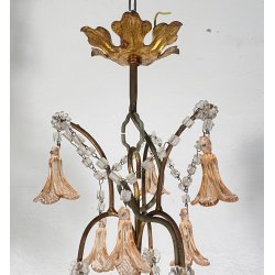 LAMPADARIO STILE MARIA TERESA ANNI 40 VETRO MURANO FERRO HANGING LAMP VINTAGE