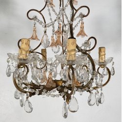 LAMPADARIO STILE MARIA TERESA ANNI 40 VETRO MURANO FERRO HANGING LAMP VINTAGE
