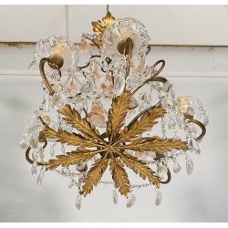LAMPADARIO STILE MARIA TERESA ANNI 40 VETRO MURANO FERRO HANGING LAMP VINTAGE