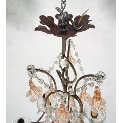 LAMPADARIO STILE MARIA TERESA ANNI 40 VETRO MURANO FERRO HANGING LAMP VINTAGE