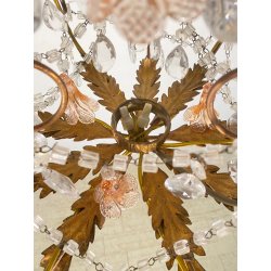 LAMPADARIO STILE MARIA TERESA ANNI 40 VETRO MURANO FERRO HANGING LAMP VINTAGE