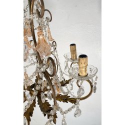 LAMPADARIO STILE MARIA TERESA ANNI 40 VETRO MURANO FERRO HANGING LAMP VINTAGE