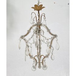 LAMPADARIO STILE MARIA TERESA ANNI 40 VETRO MURANO FERRO HANGING LAMP VINTAGE
