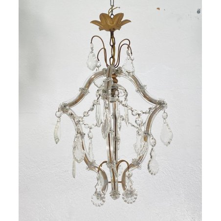 LAMPADARIO STILE MARIA TERESA ANNI 40 VETRO MURANO FERRO HANGING LAMP VINTAGE