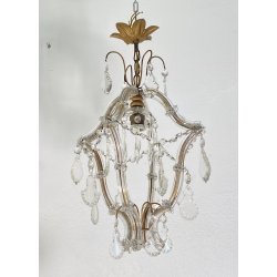 LAMPADARIO STILE MARIA TERESA ANNI 40 VETRO MURANO FERRO HANGING LAMP VINTAGE