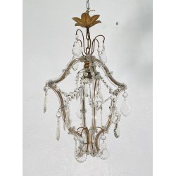 LAMPADARIO STILE MARIA TERESA ANNI 40 VETRO MURANO FERRO HANGING LAMP VINTAGE