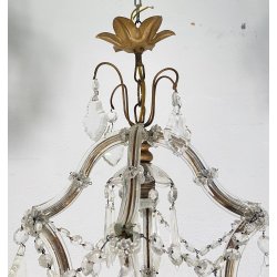 LAMPADARIO STILE MARIA TERESA ANNI 40 VETRO MURANO FERRO HANGING LAMP VINTAGE