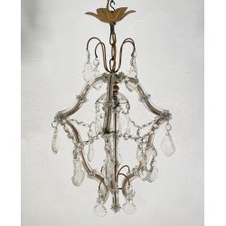 LAMPADARIO STILE MARIA TERESA ANNI 40 VETRO MURANO FERRO HANGING LAMP VINTAGE