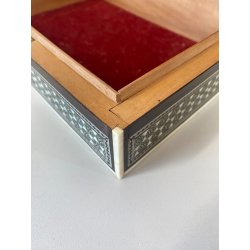 ANTICO COFANETTO SCRIGNO LEGNO SCATOLA PORTAGIOIE MICROINTARSIO STELLE '900