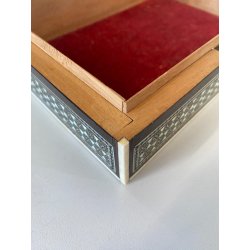 ANTICO COFANETTO SCRIGNO LEGNO SCATOLA PORTAGIOIE MICROINTARSIO STELLE '900