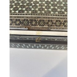 ANTICO COFANETTO SCRIGNO LEGNO SCATOLA PORTAGIOIE MICROINTARSIO STELLE '900