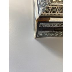 ANTICO COFANETTO SCRIGNO LEGNO SCATOLA PORTAGIOIE MICROINTARSIO STELLE '900
