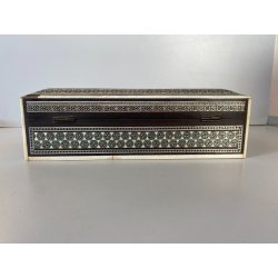 ANTICO COFANETTO SCRIGNO LEGNO SCATOLA PORTAGIOIE MICROINTARSIO STELLE '900