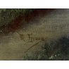 GRANDE DIPINTO OLIO PAESAGGIO MONTANO FIGURE ALPEGGIO BAITA RUSCELLO FIRMATO '30