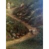 GRANDE DIPINTO OLIO PAESAGGIO MONTANO FIGURE ALPEGGIO BAITA RUSCELLO FIRMATO '30