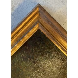 GRANDE DIPINTO OLIO PAESAGGIO MONTANO FIGURE ALPEGGIO BAITA RUSCELLO FIRMATO '30