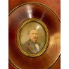 antica MINIATURA ritratto maschile FOTO retouchè CORNICE LEGNO ovale FINE '800