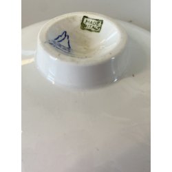ANTICO PIATTO PARETE CERAMICA DECORO GIRALI E VOLUTE BLU COBALTO SU BIANCO ø17cm