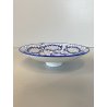 ANTICO PIATTO PARETE CERAMICA DECORO GIRALI E VOLUTE BLU COBALTO SU BIANCO ø17cm