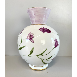VASO SFERICO PORCELLANA BIANCA Franco Pozzi DECORATO A MANO MOTIVO FLOREALE '50