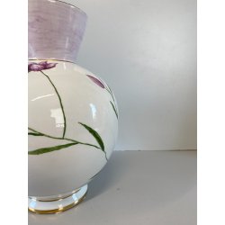 VASO SFERICO PORCELLANA BIANCA Franco Pozzi DECORATO A MANO MOTIVO FLOREALE '50