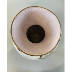 VASO SFERICO PORCELLANA BIANCA Franco Pozzi DECORATO A MANO MOTIVO FLOREALE '50