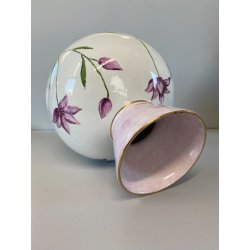 VASO SFERICO PORCELLANA BIANCA Franco Pozzi DECORATO A MANO MOTIVO FLOREALE '50
