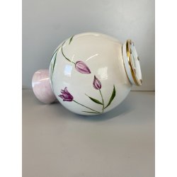 VASO SFERICO PORCELLANA BIANCA Franco Pozzi DECORATO A MANO MOTIVO FLOREALE '50
