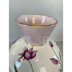 VASO SFERICO PORCELLANA BIANCA Franco Pozzi DECORATO A MANO MOTIVO FLOREALE '50