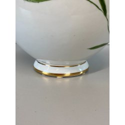 VASO SFERICO PORCELLANA BIANCA Franco Pozzi DECORATO A MANO MOTIVO FLOREALE '50