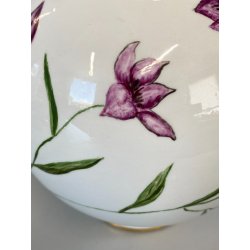 VASO SFERICO PORCELLANA BIANCA Franco Pozzi DECORATO A MANO MOTIVO FLOREALE '50