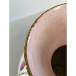 VASO SFERICO PORCELLANA BIANCA Franco Pozzi DECORATO A MANO MOTIVO FLOREALE '50