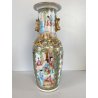 VASO PORCELLANA CINESE FAMILLE ROSE DECORO POLICROMO ISTORIATO PEONIE UCCELLI