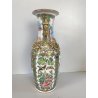VASO PORCELLANA CINESE FAMILLE ROSE DECORO POLICROMO ISTORIATO PEONIE UCCELLI