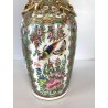 VASO PORCELLANA CINESE FAMILLE ROSE DECORO POLICROMO ISTORIATO PEONIE UCCELLI