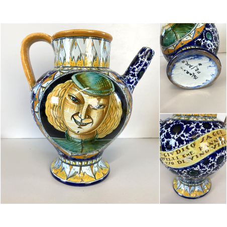 ANFORA IDRIA BROCCA VERSATOIO CERAMICA Molaroni Pesaro DECORO VOLTO PAGGIO '20