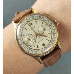 ANTICO OROLOGIO POLSO Oriental Chrono LANDERON lamin ORO anni 50 OLD WRIST WATCH