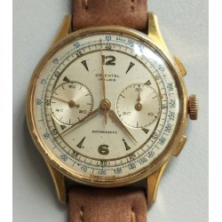ANTICO OROLOGIO POLSO Oriental Chrono LANDERON lamin ORO anni 50 OLD WRIST WATCH