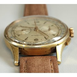 ANTICO OROLOGIO POLSO Oriental Chrono LANDERON lamin ORO anni 50 OLD WRIST WATCH