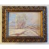 ANTICO PICCOLO DIPINTO OLIO U. Guerazzai PAESAGGIO INVERNALE POT-IMPRESSIONISTA