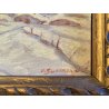 ANTICO PICCOLO DIPINTO OLIO U. Guerazzai PAESAGGIO INVERNALE POT-IMPRESSIONISTA