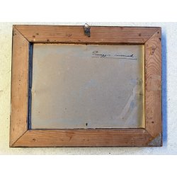 ANTICO PICCOLO DIPINTO OLIO U. Guerazzai PAESAGGIO INVERNALE POT-IMPRESSIONISTA