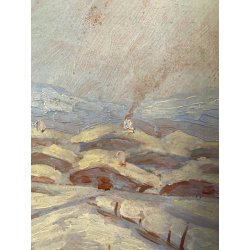 ANTICO PICCOLO DIPINTO OLIO U. Guerazzai PAESAGGIO INVERNALE POT-IMPRESSIONISTA