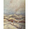 ANTICO PICCOLO DIPINTO OLIO U. Guerazzai PAESAGGIO INVERNALE POT-IMPRESSIONISTA