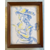 QUADRO FORMELLA PLACCA CERAMICA SMALTATA FIRMA "PiR" RITRATTO FEMMINILE '60/'70