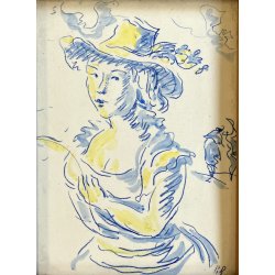 QUADRO FORMELLA PLACCA CERAMICA SMALTATA FIRMA "PiR" RITRATTO FEMMINILE '60/'70