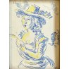 QUADRO FORMELLA PLACCA CERAMICA SMALTATA FIRMA "PiR" RITRATTO FEMMINILE '60/'70