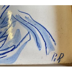 QUADRO FORMELLA PLACCA CERAMICA SMALTATA FIRMA "PiR" RITRATTO FEMMINILE '60/'70