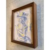 QUADRO FORMELLA PLACCA CERAMICA SMALTATA FIRMA "PiR" RITRATTO FEMMINILE '60/'70