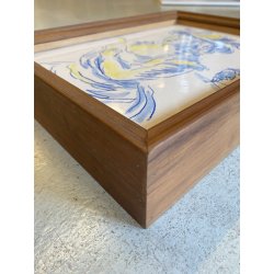 QUADRO FORMELLA PLACCA CERAMICA SMALTATA FIRMA "PiR" RITRATTO FEMMINILE '60/'70